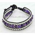 Amizade Amethyst Round Beads Wrap Pulseiras